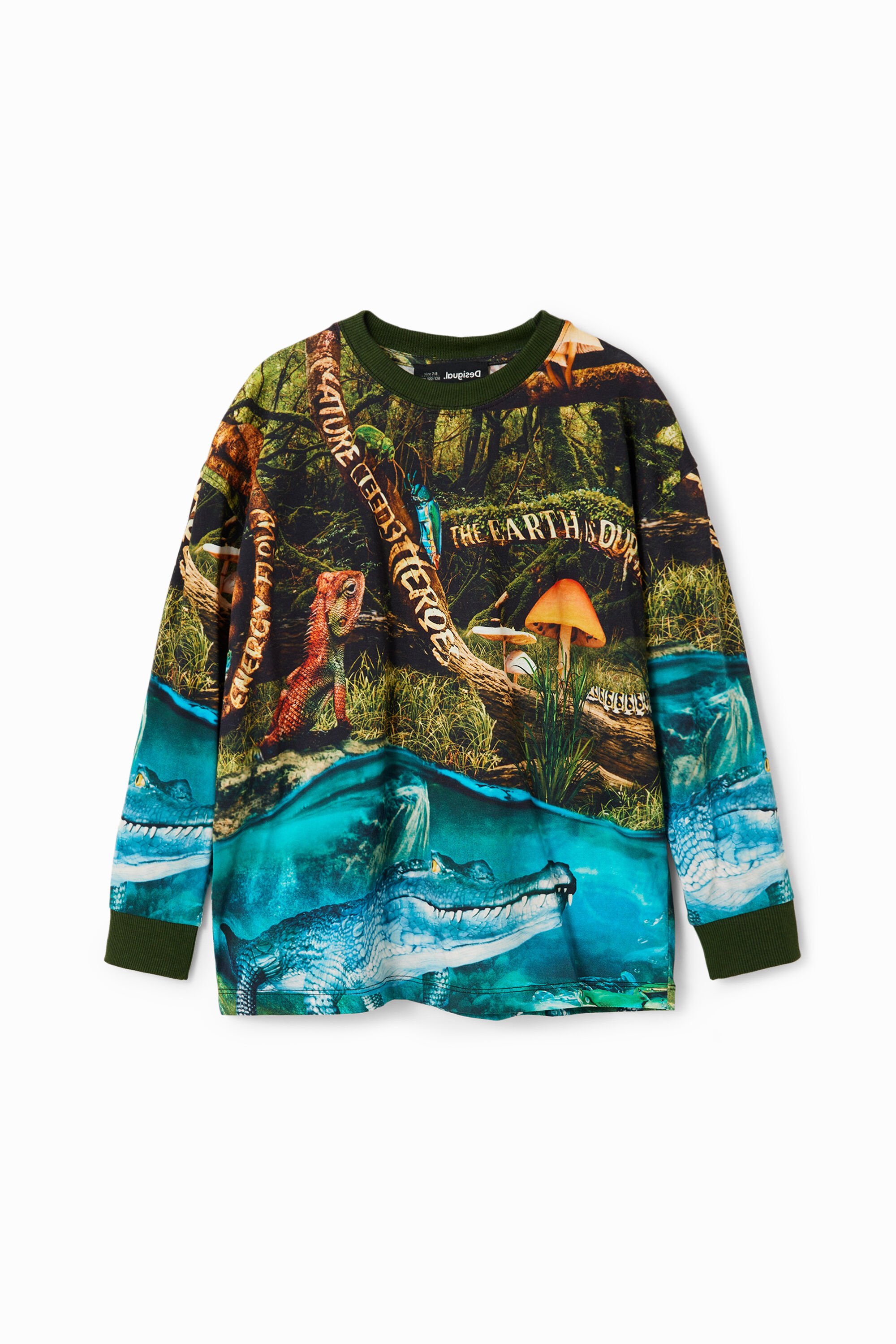 Desigual T-shirt met teksten over de natuur - GREEN