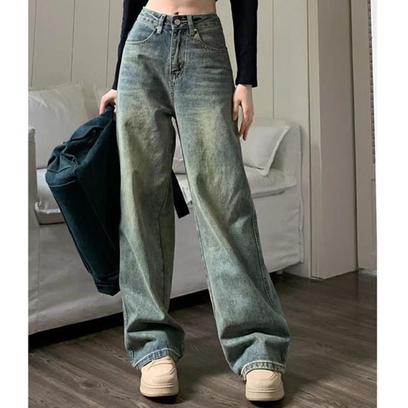 Exotic Vintage jaren '90 Baggy Straight Denim Broek Vrouwelijke Y2K Hoge Taille Losse Wijde Pijpen Jeans Vrouwen Streetwear All-Match Casual Broek Nieuw S blauw