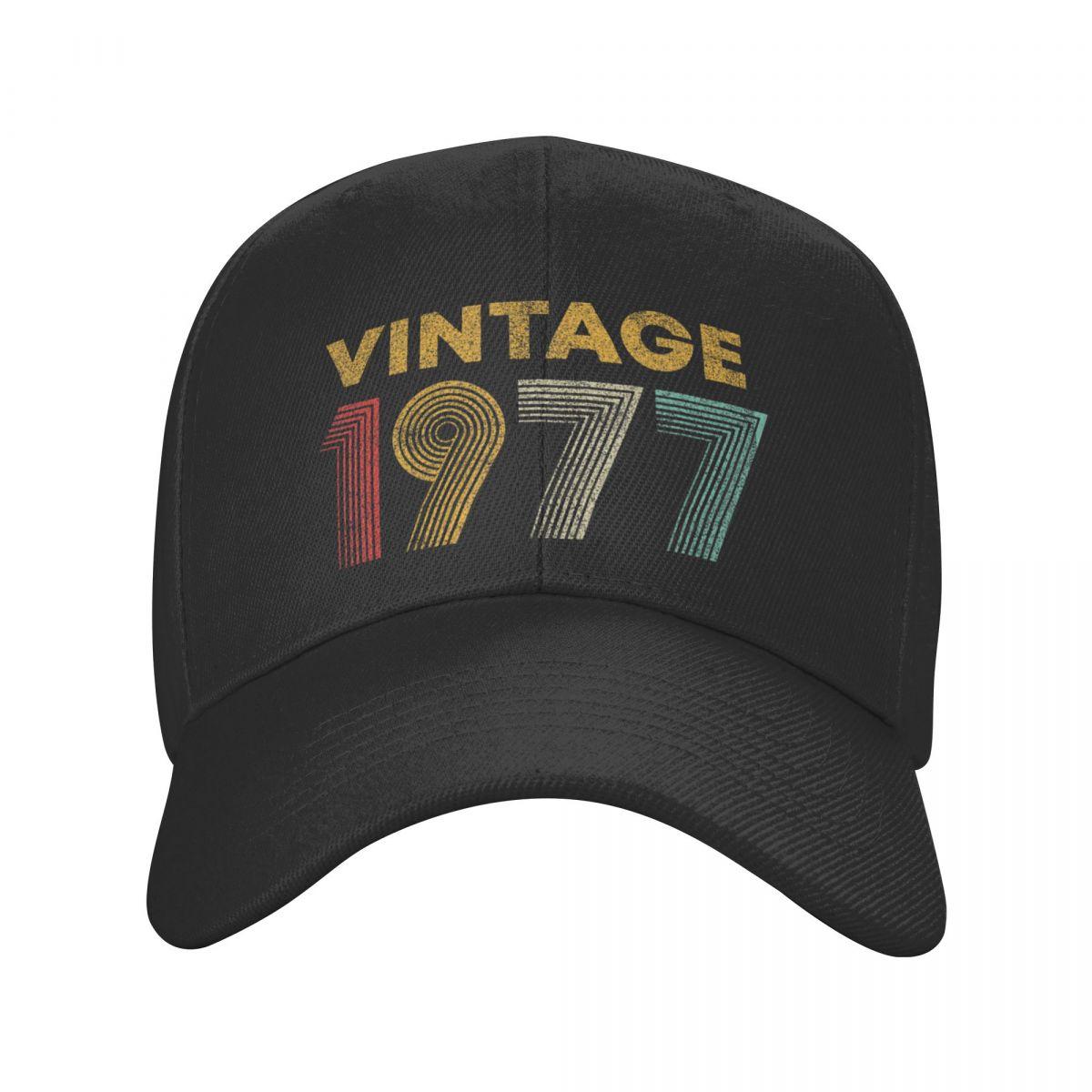 91460000MABYK9JE7A Vintage 1977 Baseball Cap Unisex Vrouwen Verstelbaar Geboren in 1977 45e verjaardagscadeaus Papa Hoed Streetwear Snapback Zomerhoeden Adjustable Cap