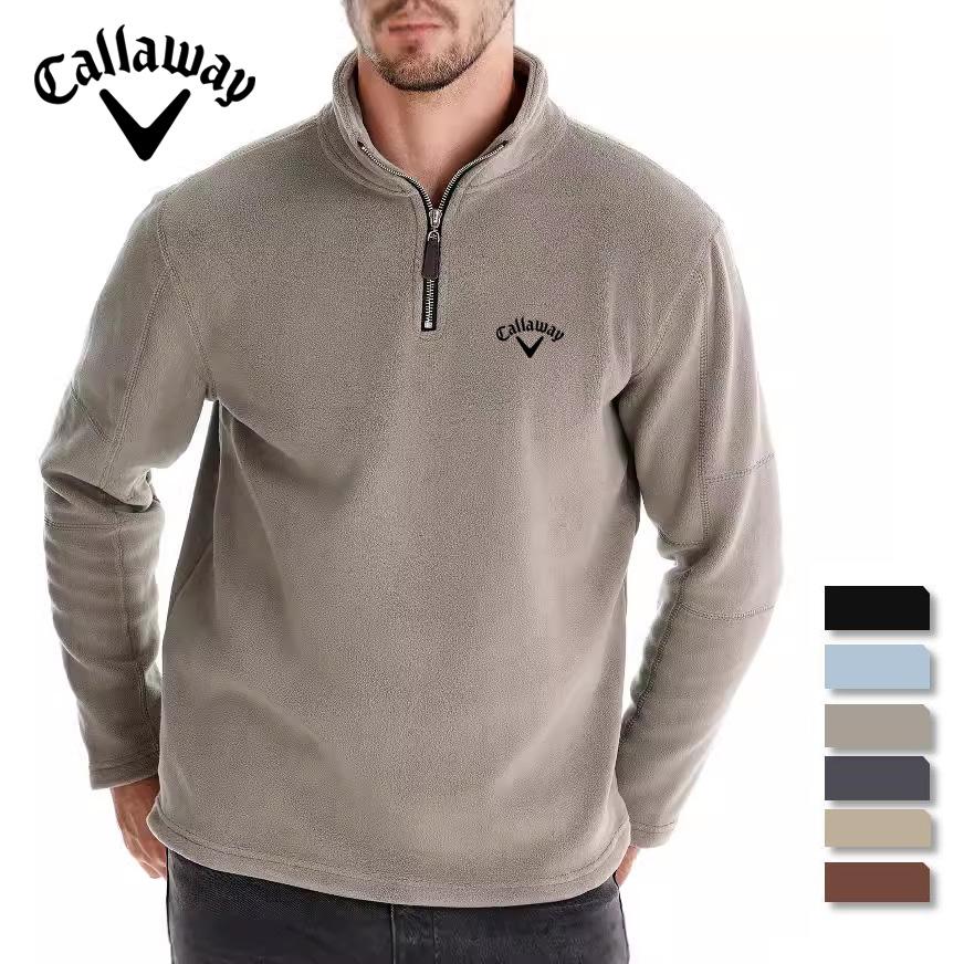 Callaway Geborduurd Heren Herfst en Winter Nieuw Item Opstaande Kraag Half Rits Lange Mouw Sweatshirt Trendy Casual Fleece Top S