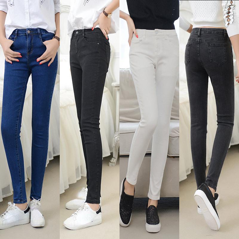 Zhuoneng Clothing Mode Dames Jeans Stretchbroek met hoge taille Jeans Dames Negen minuten broek Lente en zomer Nieuwe dunne kleine voeten Big Size broek 25 grijze kleur