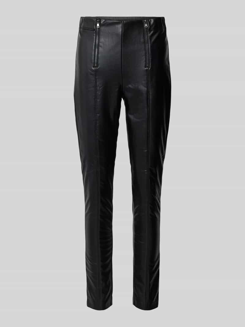 Only Regular fit broek in leerlook met ritsdetails, model 'KANJO'