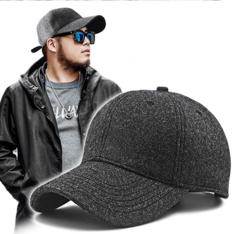 Sunward Hoed Zacht Heren Winter groot formaat vilten baseballpet grote kop mannen met fleece gevoerde sporthoed plus maat wollen snapback caps 56-60cm 61-68cm 56-60cm