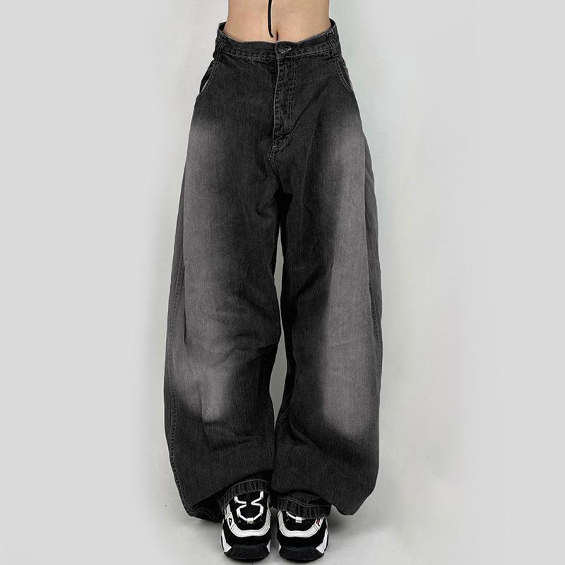 HA53LN Streetwear Oversized Jeans Vrouwen Baggy Hoge Taille Wijde Pijpen Denim Cargo Broek Harajuku Y2k Vintage Mom Jeans L zwart