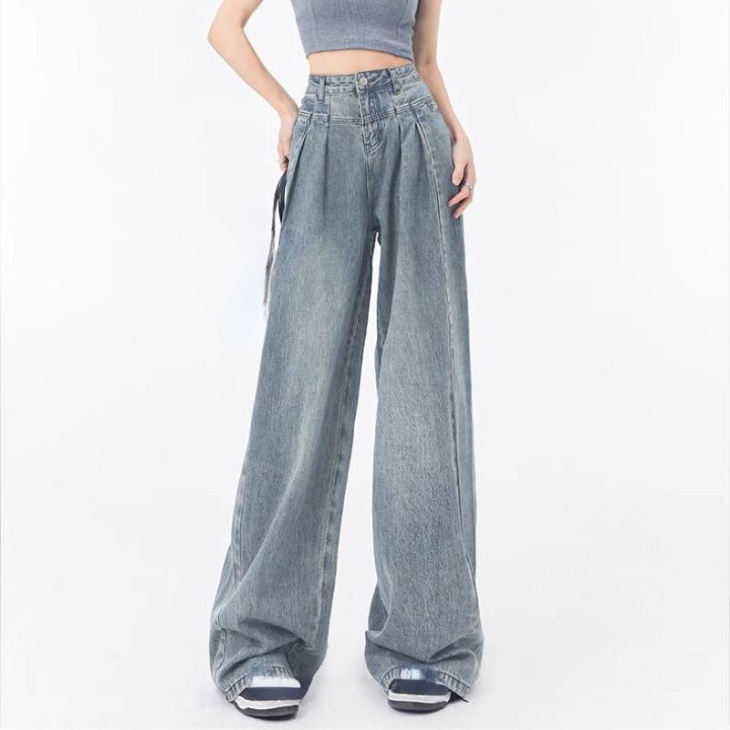 Exotic Y2k Mode Vrouwen Harajuku Jeans Wijde Pijpen Punk Losse Casual Denim Cargo Broek Baggy Streetwear Lange Broek Tij S blauw