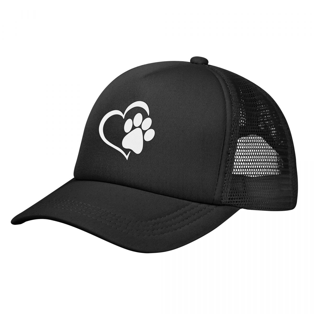 91140106MA0LTHB19W Love Paw Print Baseball Cap voor Unisex Vrouwen Snapback Trucker Hat Verstelbare Unisex Vissen Mesh Hoeden Adjustable