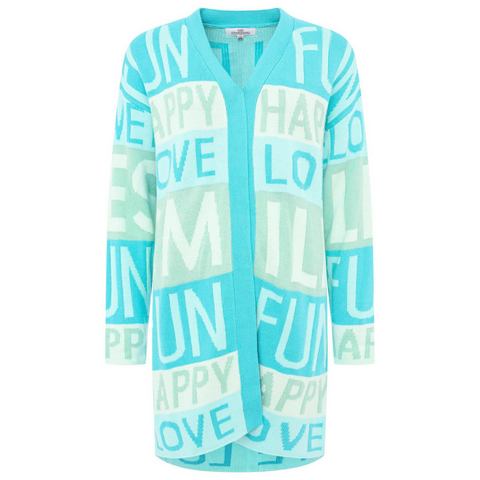 Zwillingsherz Cardigan Smile Fun Happy met letters en strepen