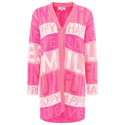 Zwillingsherz Cardigan Smile Fun Happy met letters en strepen