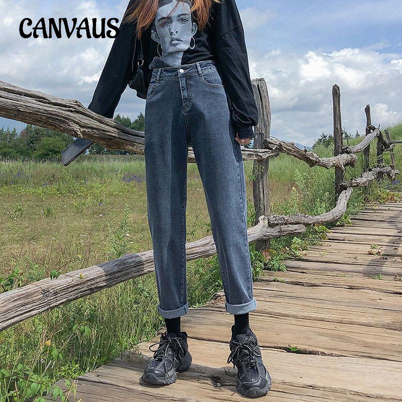 CANVAUS Casual broek Rechte jeans Harembroek voor dames Casual broek met hoge taille Pops Loose Nine Tenths S abrikoos