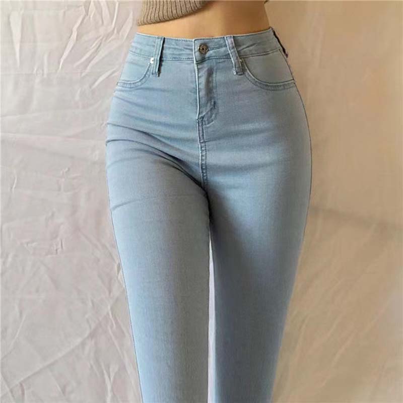 Smart Good Grote maat elastische hoge taille jeans Dames skinny elastische slanke denim broek Vintage gewassen heuplift potlood denim broek 25