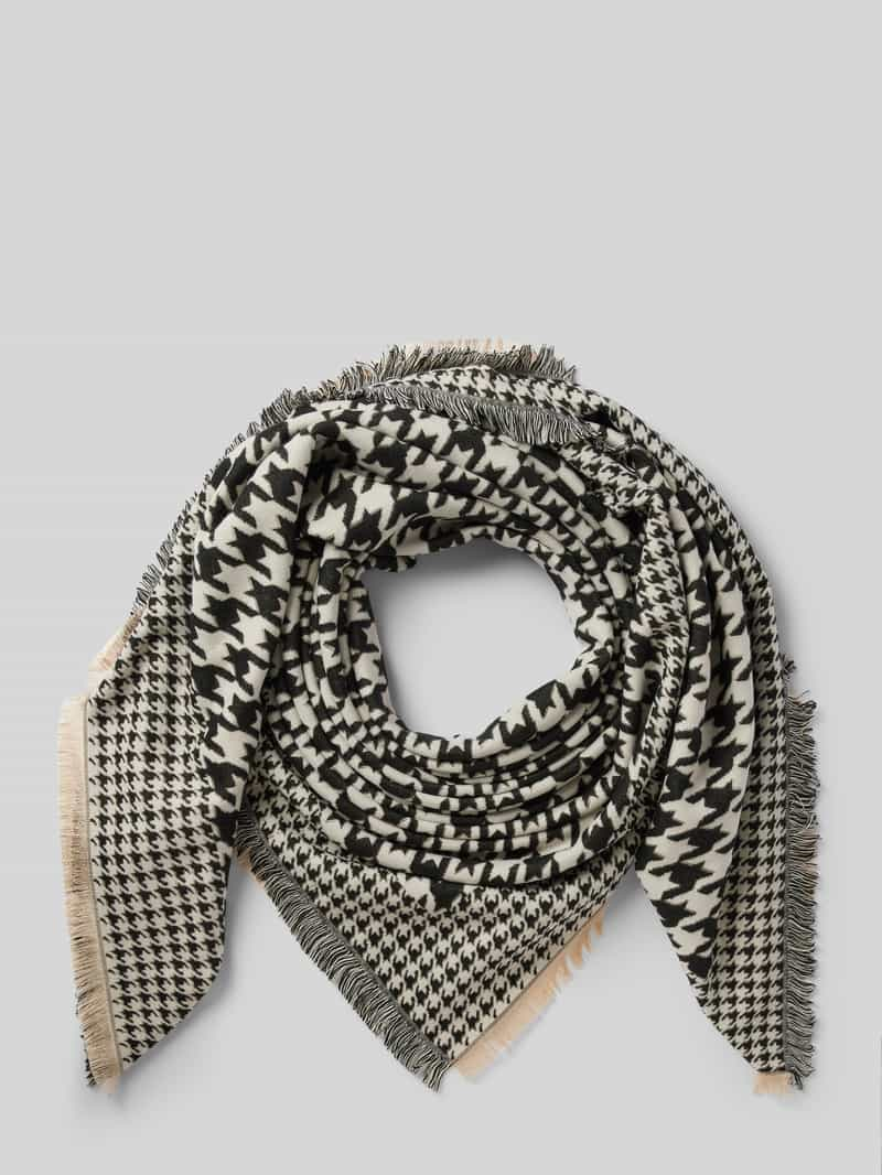 Kurt Beines Sjaal met franjes, model 'Houndstooth Triangular'