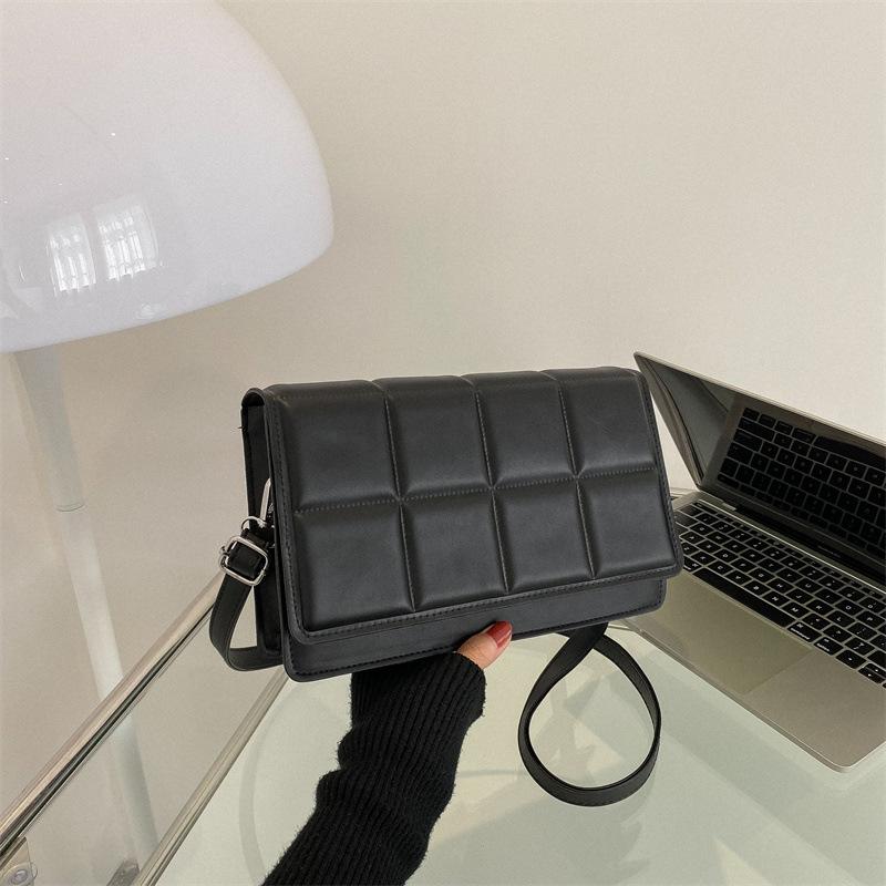 VIA ROMA Retro en modieuze ruitpatroon crossbody kleine vierkante tas met eenvoudige textuur schoudertas one size ivoor