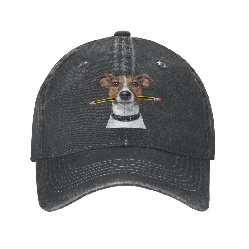 91610103MAC303Y57G Klassieke unisex katoenen jack russell terriër hond met potlood baseball cap volwassen verstelbare vader hoed voor unisex vrouwen bescherming tegen de zon Adult Baseball Cap