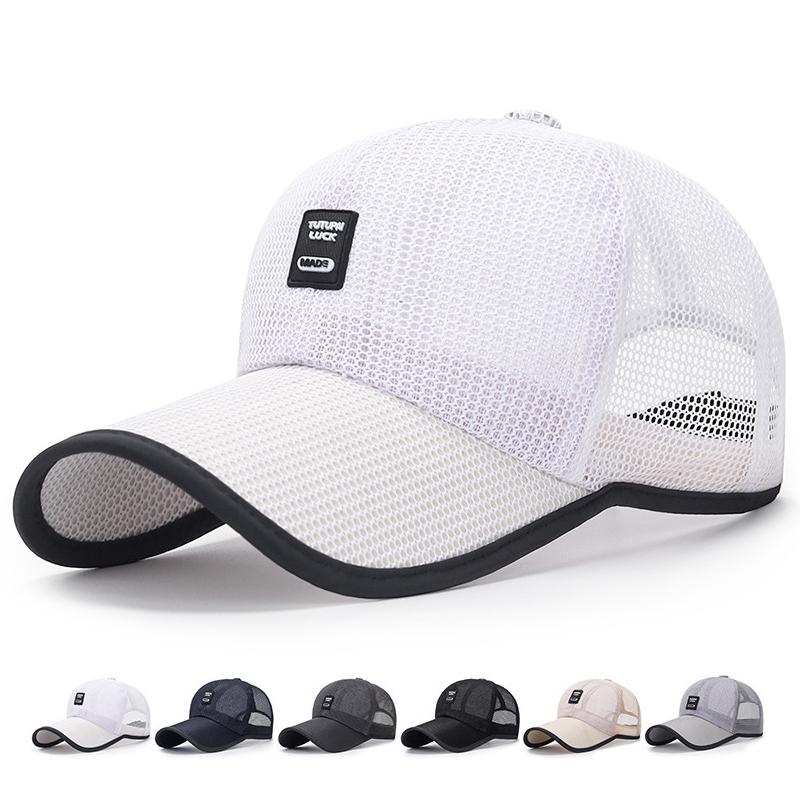 ONIHUA Zomer Outdoor Lange Rand Zonnescherm Mesh Hoed Vrouwen Zonnebrandcrème Baseball Cap voor Mannen Golf Vissen Hoeden Panama Snapback Hoed vizier Hoeden 55-60cm donkergrijze kleur