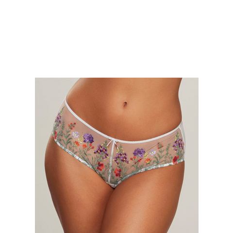 Lascana Stringpants Maria met kleurrijke bloemen van geborduurd kant