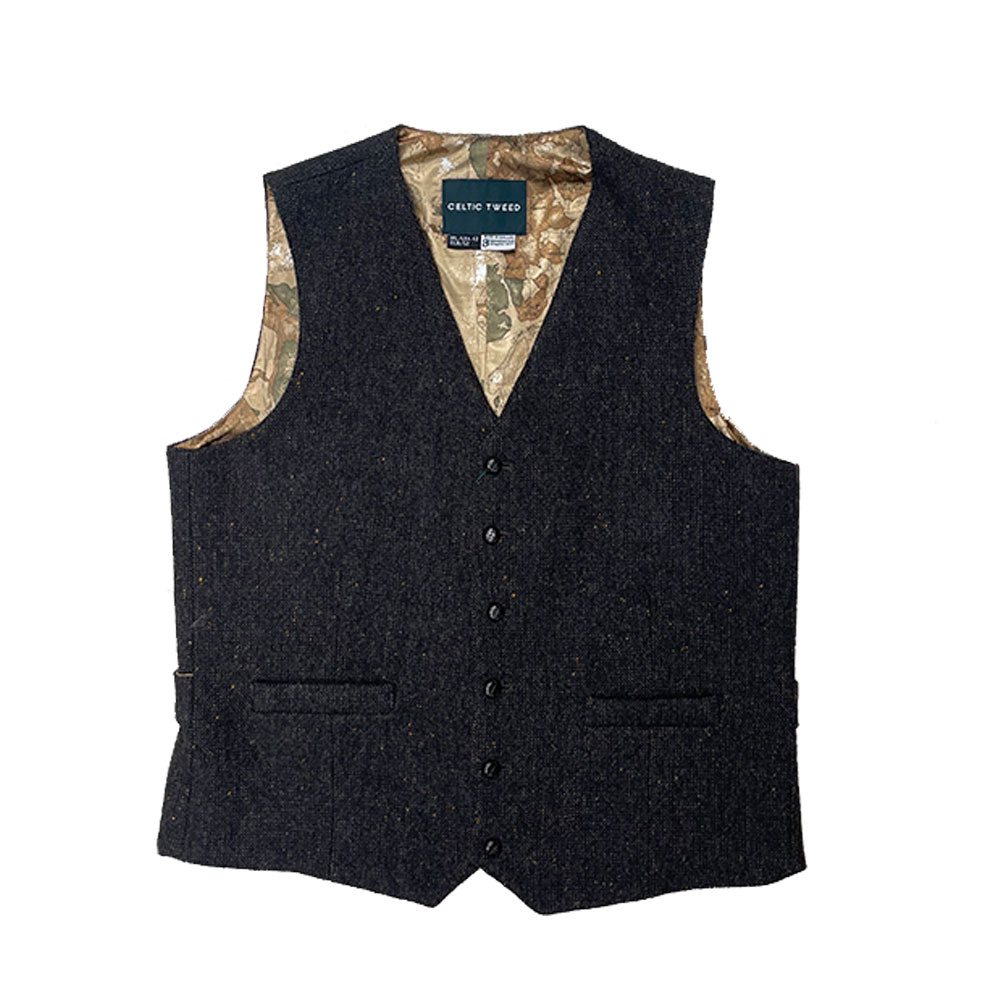 Celtic Tweed Heren Gilet Hopsack Tweed Brown