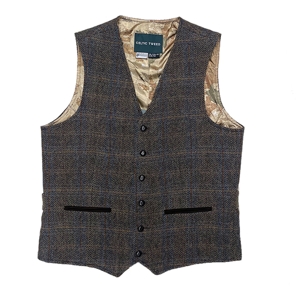 Celtic Tweed Heren Gilet Hunting Tweed Horse Brown