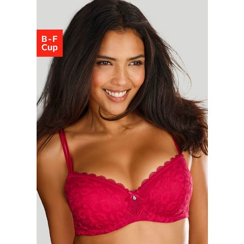 Vivance Bh met steuncups van kant met een kussende mond look in een modieuze balconnete look, lingerie