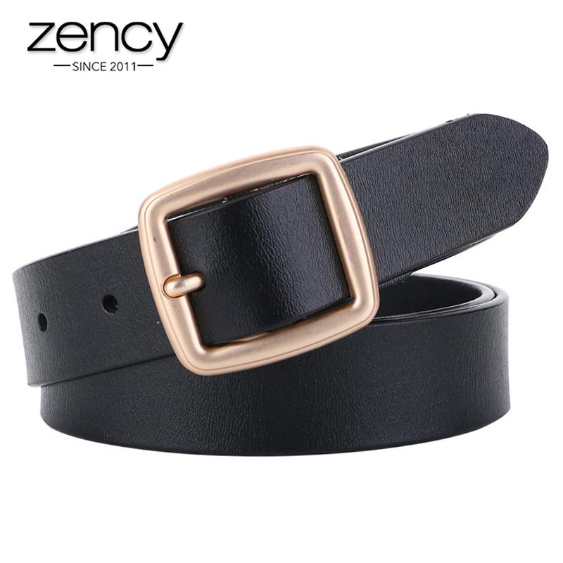 Zency vrouwen riemen luxe merk 100% echt leer hoge kwaliteit mode pin gesp taille riem voor jeans zwart wit bruin rood