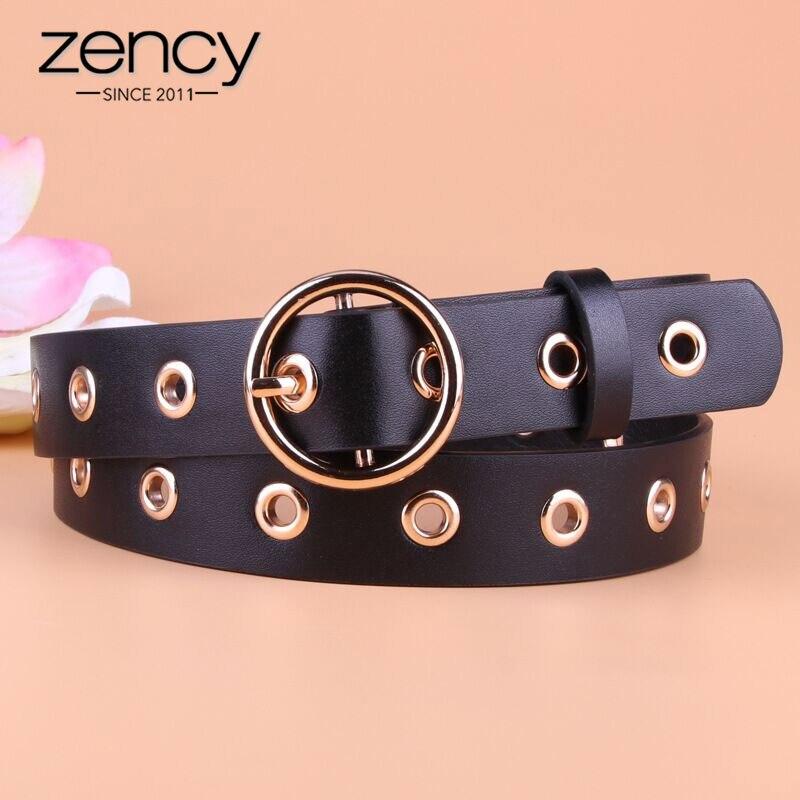 Zency PU vrouwen taille riem mode dame riemen hoge kwaliteit ronde gesp riemen voor jeans rokken zwart wit rood koffie riem wit