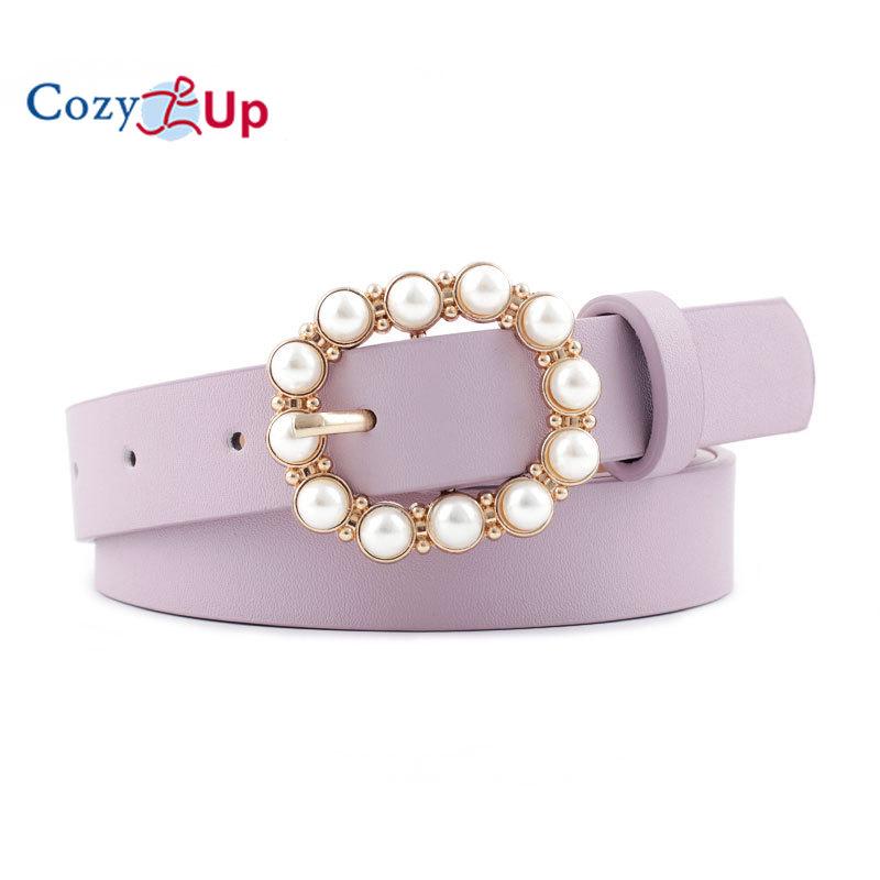 Cozy Up Lederen Pearl Belt Vrouwen All-Match Fashion Japanse gesp riem taille riem riem 2.3*107cm zwart