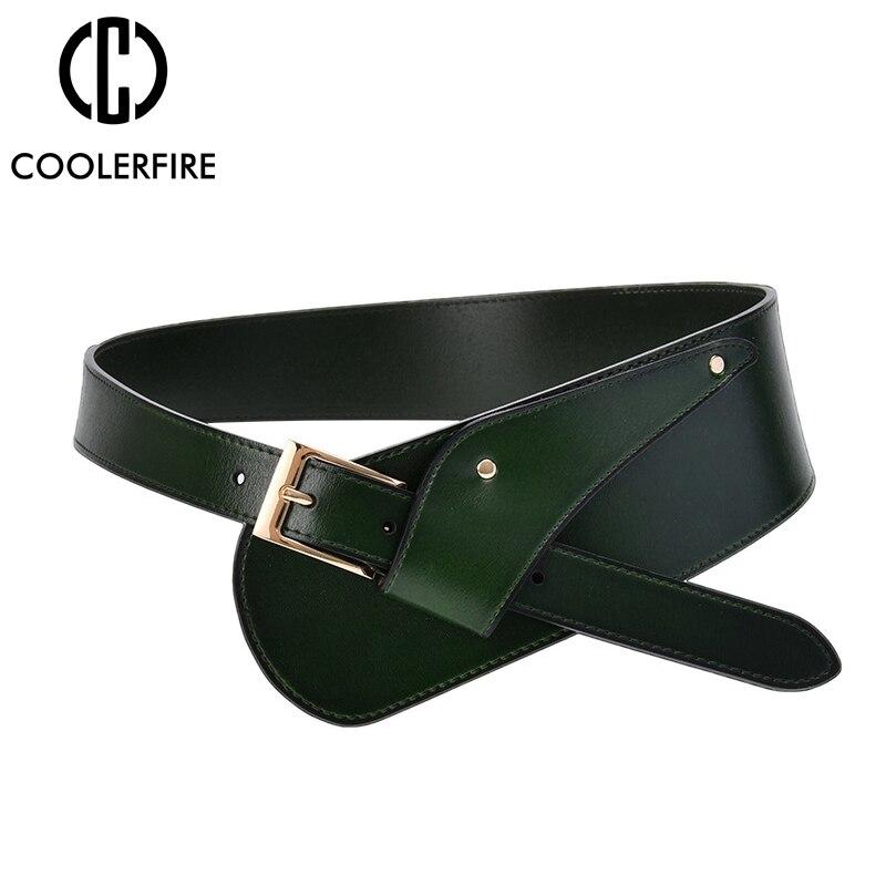 COOLERFIRE FASHION Riemen Vrouwen Mode Brede Riemen Versieren tailleband Accessoire Luxe Lederen Taille Corset Riem Vrouwelijke Jurk Riem LB2196 100cm wit