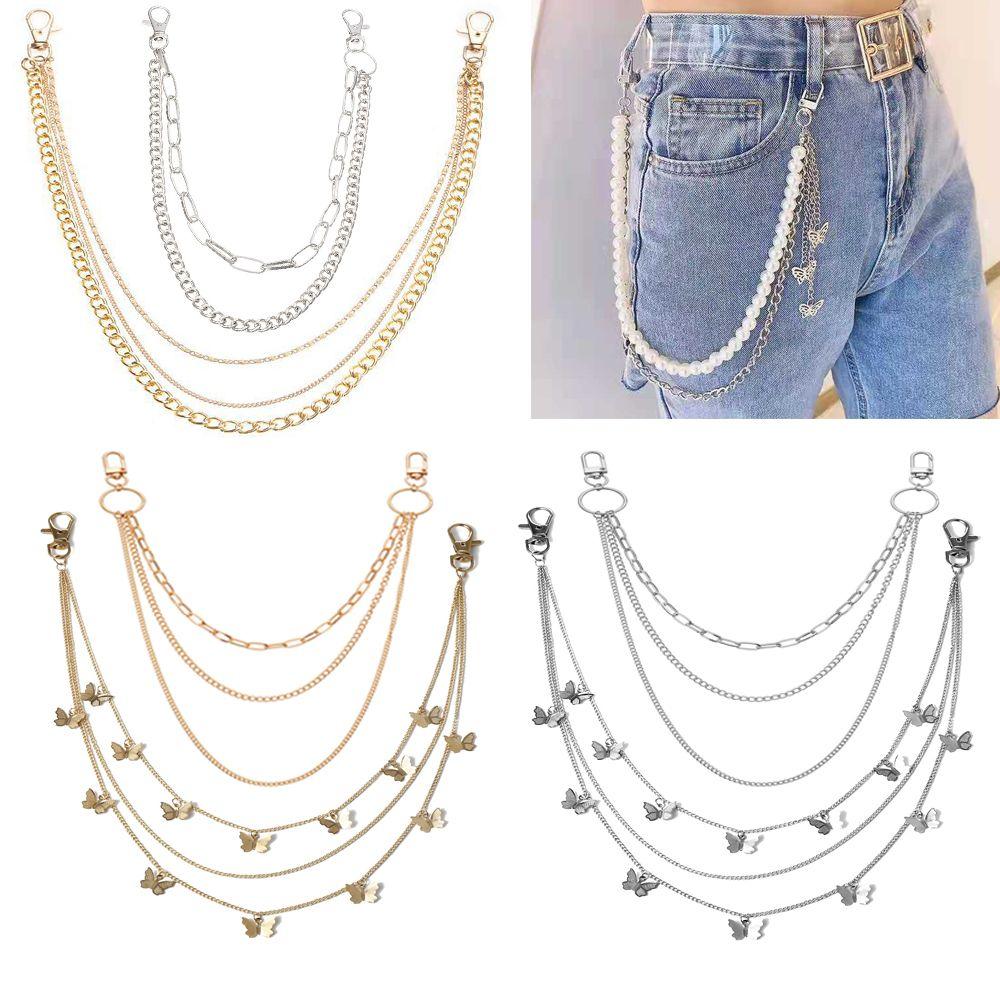 NanuK Jeans Jewerly Hiphop Punk Sieraden Tailleketting Broekketting Broek Decoratieketting Sleutelhanger Style1 goud