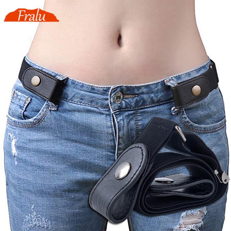 FRALU Unisex gespen kunnen vrij verstelbare riemen zijn Eenvoudig slank Sport Trend Comfortabele elastische onzichtbare riem Wild Slim Luie riem wit