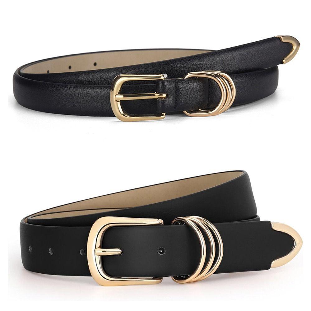 SDguorui Fashion Couple Belt Women man Trendy Waistband Simple Metal Buckle Belt 1.8cm width