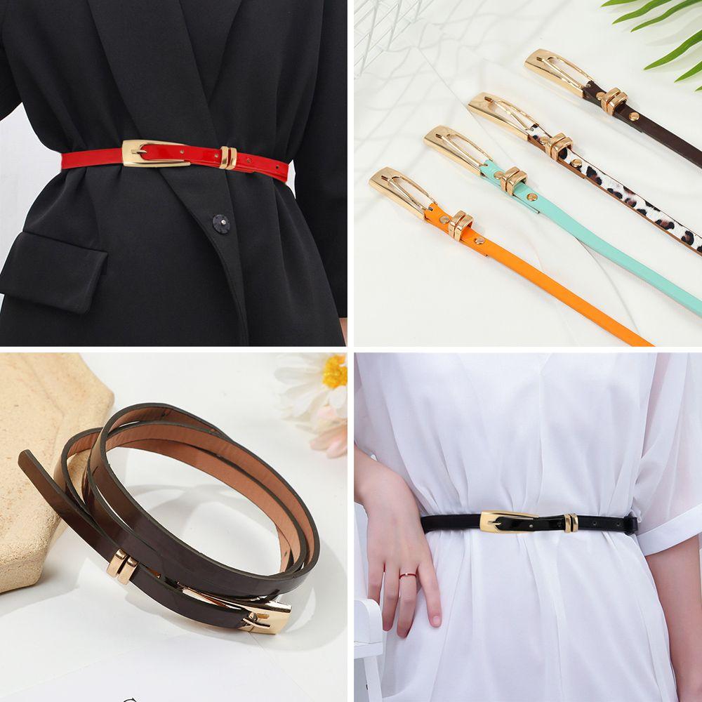 Houiqiang Vintage Cinch Casual kunstleer tailleband damesjurk cummerbanden magere dunne riem tailleband zwart