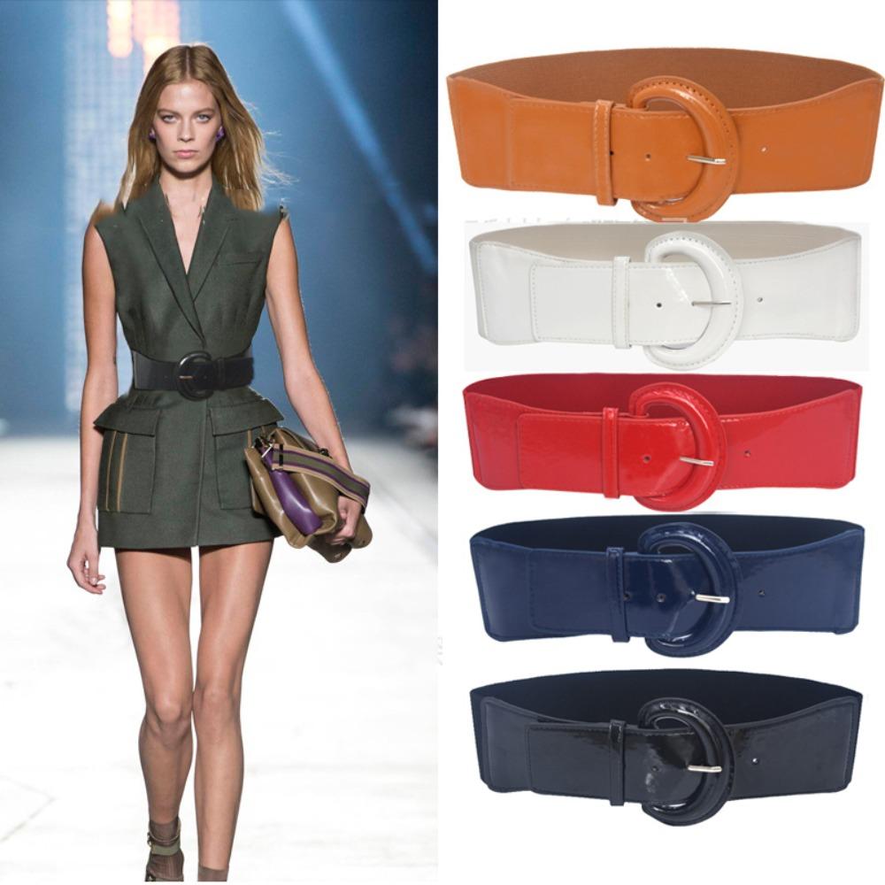 LCmandian with Buckle Waist Belts Leather Corset Belt Fashion Wide Elastic Belt  Women zwart