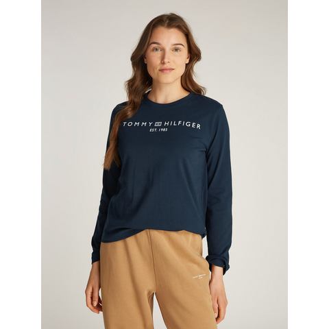 Tommy Hilfiger Shirt met lange mouwen REG CORP LOGO C-NK LS met een logo-opschrift