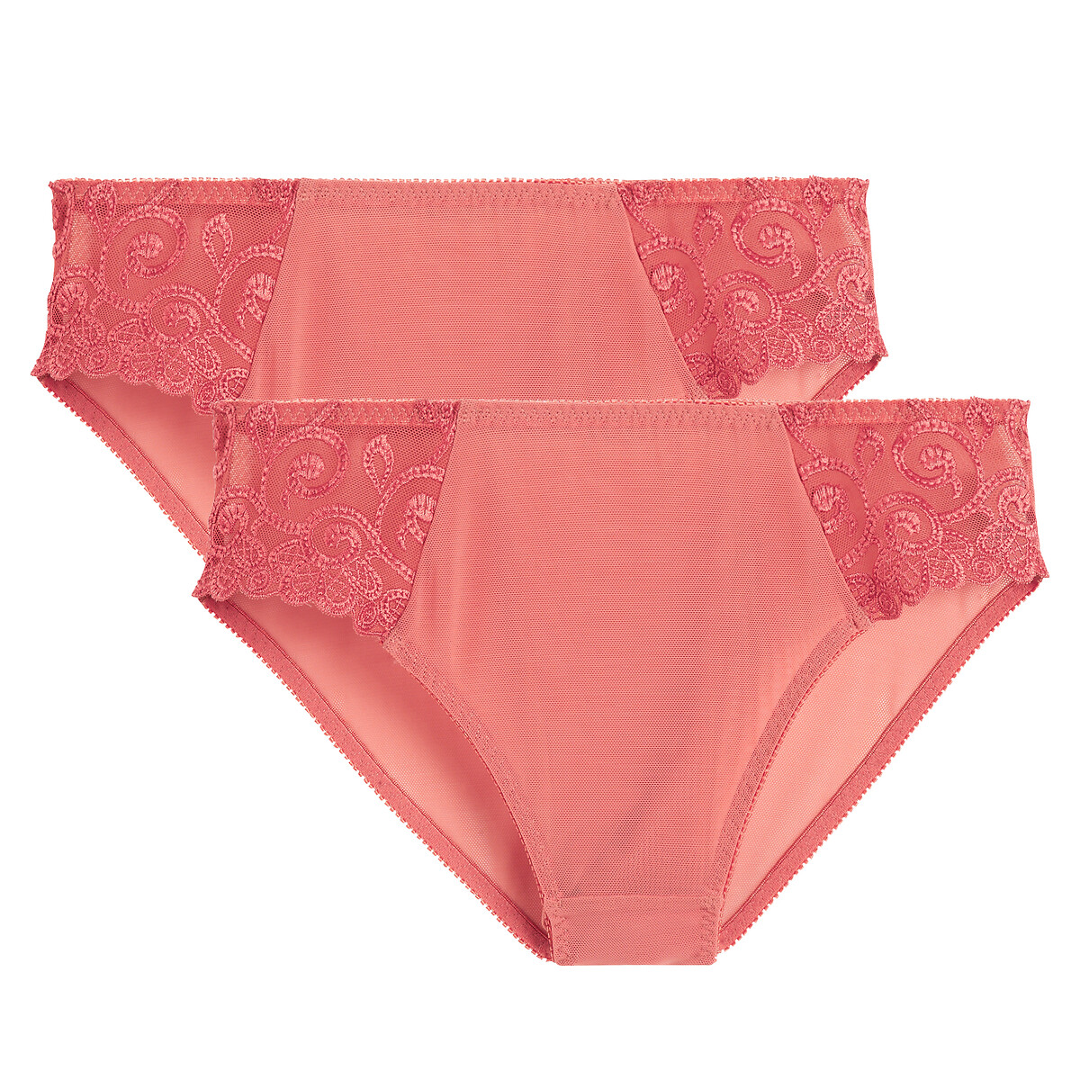 LA REDOUTE COLLECTIONS Set van 2 Slips in effen tule en geborduurde tule Lyssa