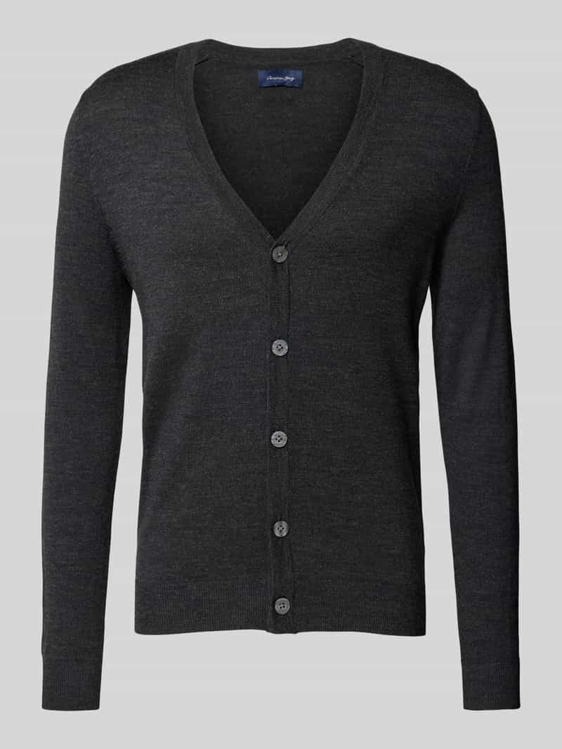 Christian Berg Men Slim fit cardigan van wolmix met V-hals