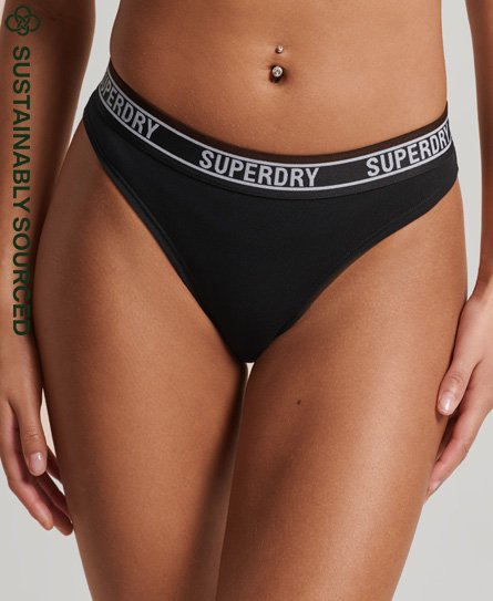 Superdry Female Multilogo Bikinibroekje van Biologisch Katoen Zwart