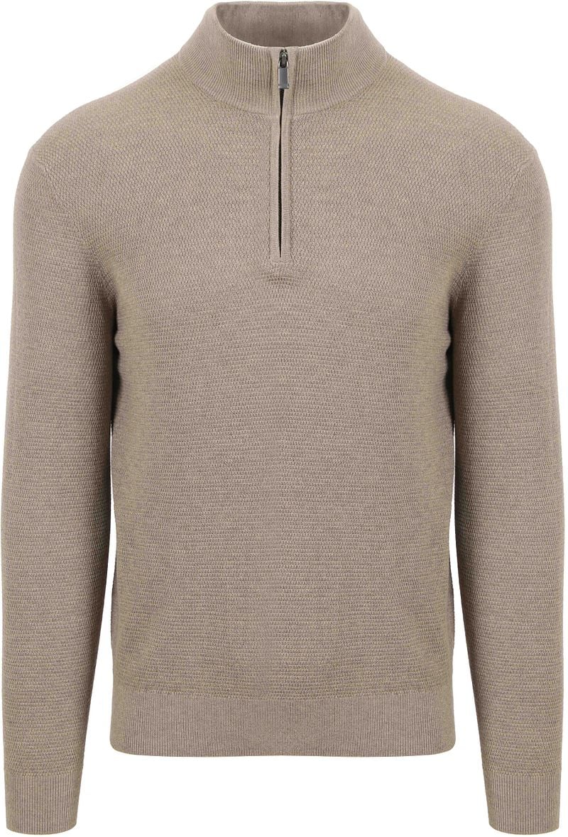 Suitable Structure Half Zip Trui Taupe