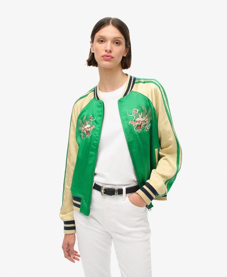 Superdry Vrouwen Sukajan Bomberjack met Borduursel Groen