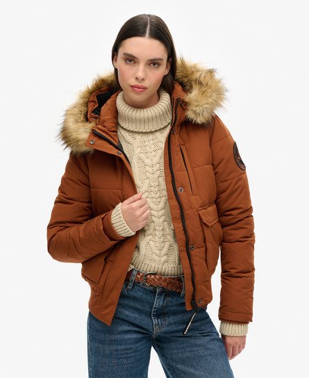 Superdry Vrouwen Everest-bomberjack met Capuchon Bruin