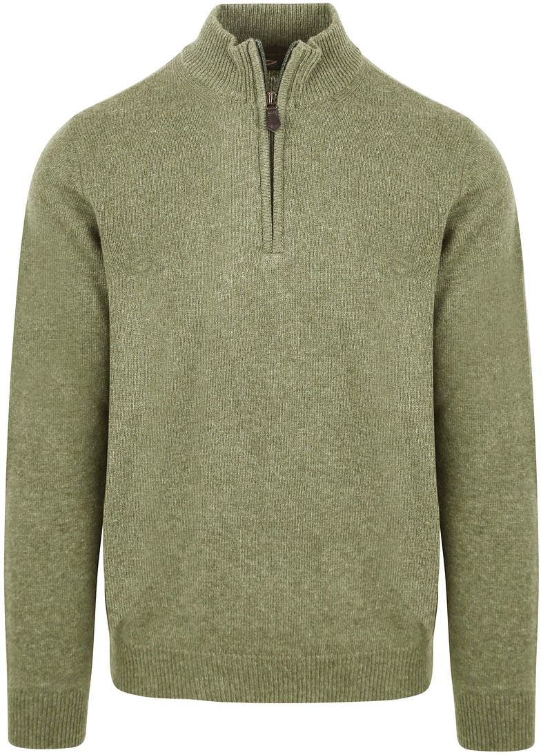 Suitable Half Zip Trui Lamswol Lichtgroen