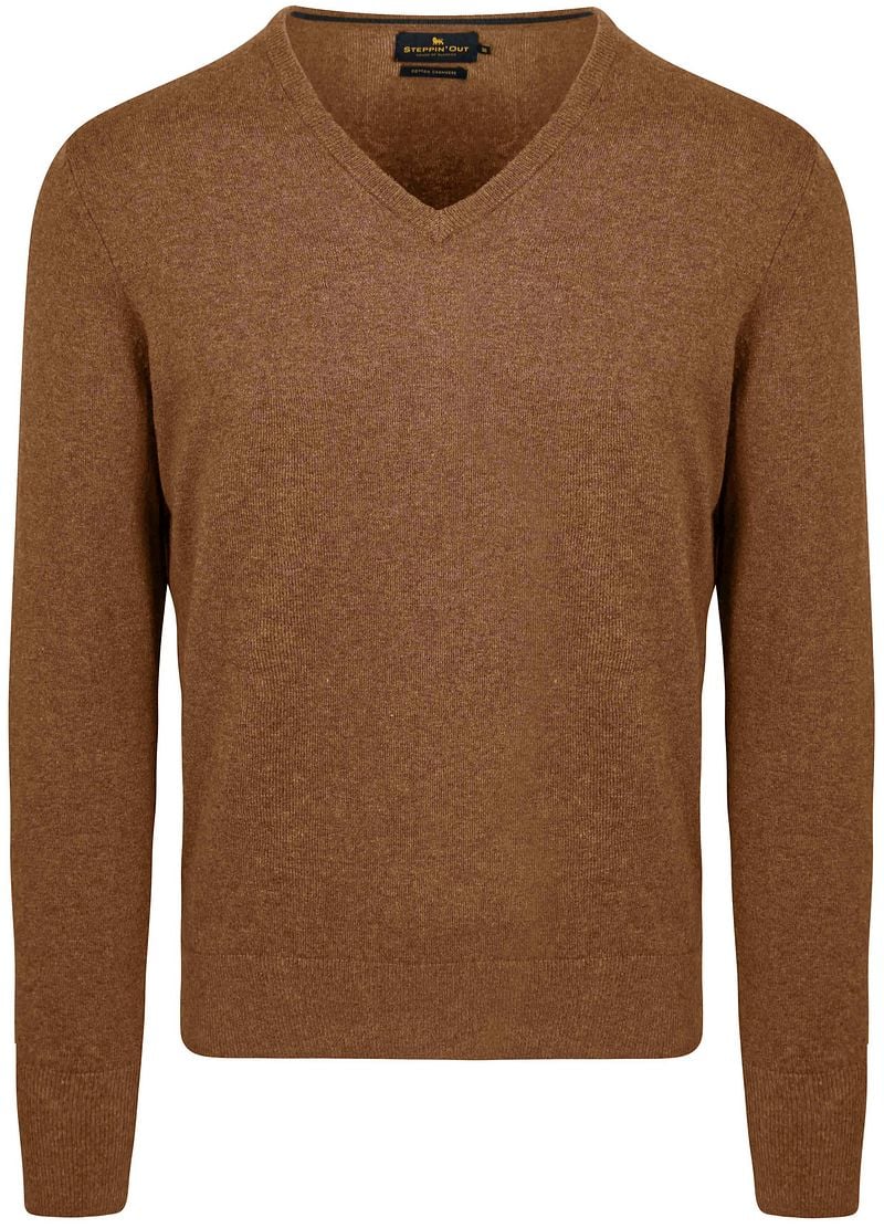 Steppin' Out Trui Cotton Cashmere V-hals Camel