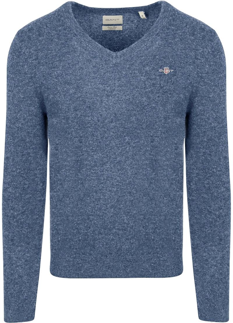 Gant Pullover V-Hals Woolblend Blauw