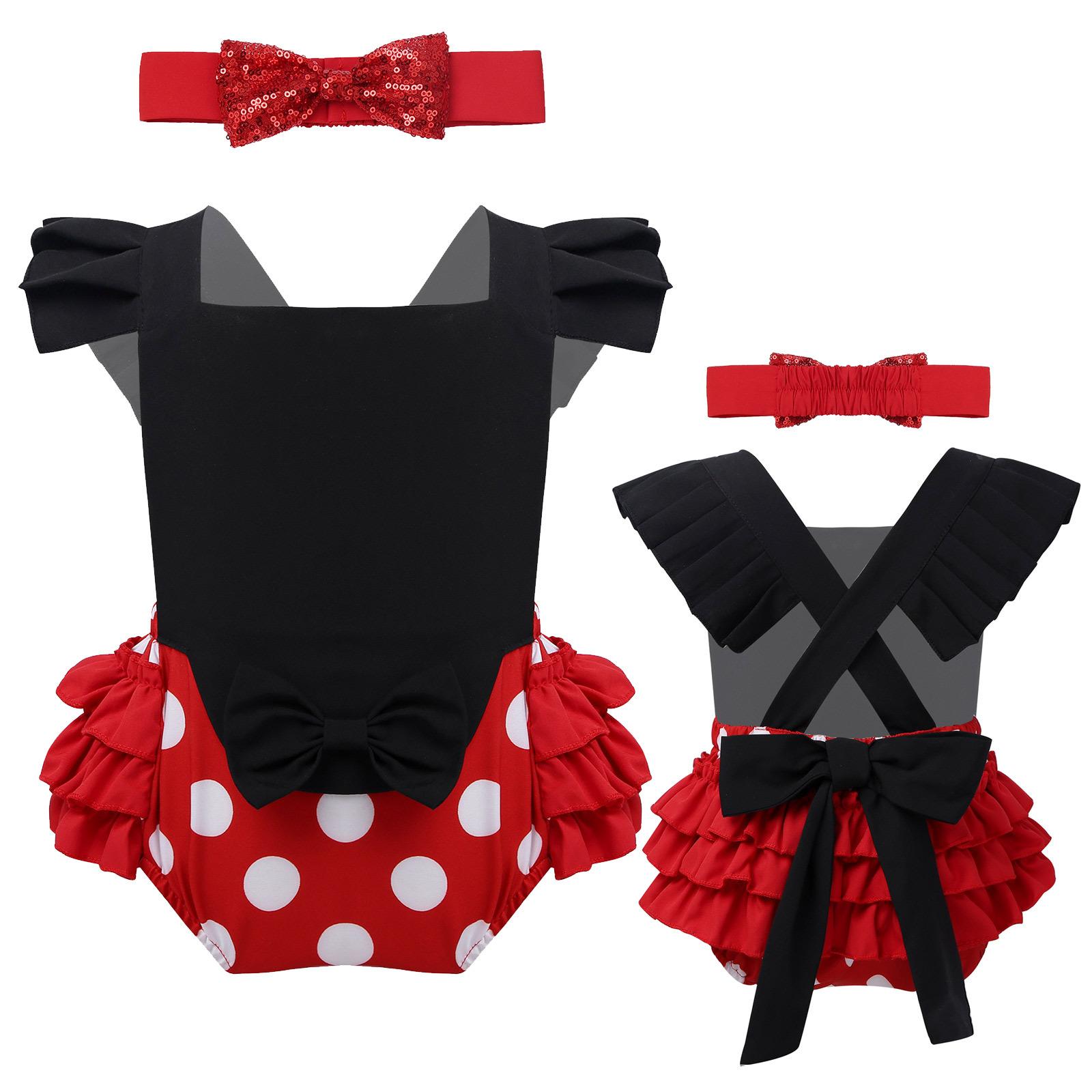 ZDHoor Baby Baby Meisjes Ruches Mouw Verjaardag Romper Romper Halloween Carnaval Cosplay Kostuum 6-9Months zwart