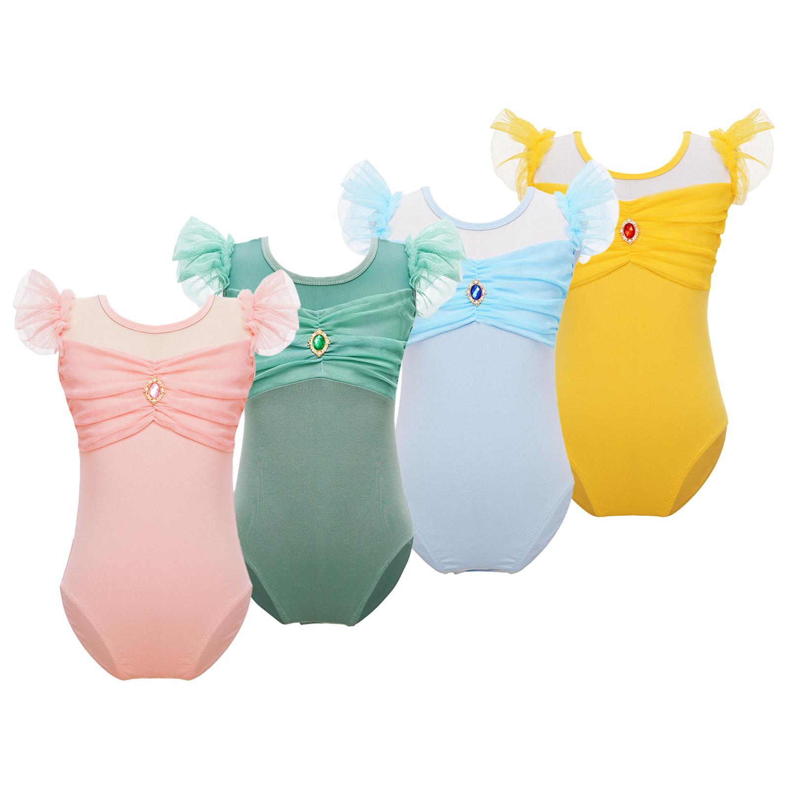 Linjinx Turnpakje met ruches en korte mouwen voor peutermeisjes voor dansgymnastiek ballet turnpakje jumpsuit 3-4 Years roze