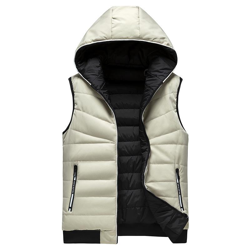 Fashion Mall-110 Heren wintervest Plus maat warm katoenen vest met capuchon M wit