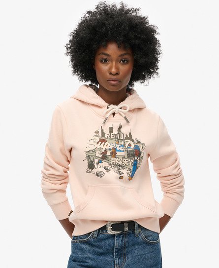 Superdry Vrouwen New York Hoodie met Print Roze