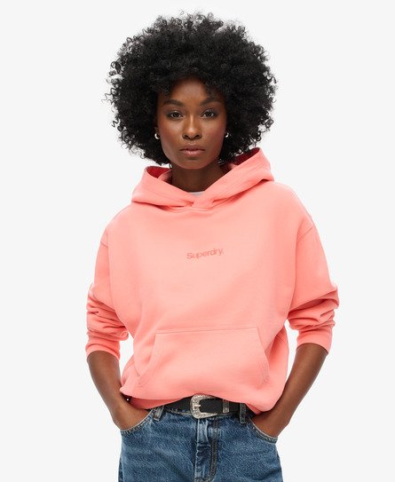 Superdry Vrouwen Core Logo City Hoodie met Losse Pasvorm Cream