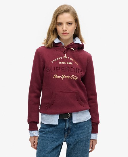 Superdry Vrouwen Luxe Hoodie met Metallic Logo Paars