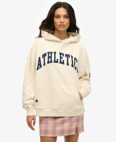 Superdry Vrouwen Athletic Essentials Hoodie met Losse Pasvorm Wit