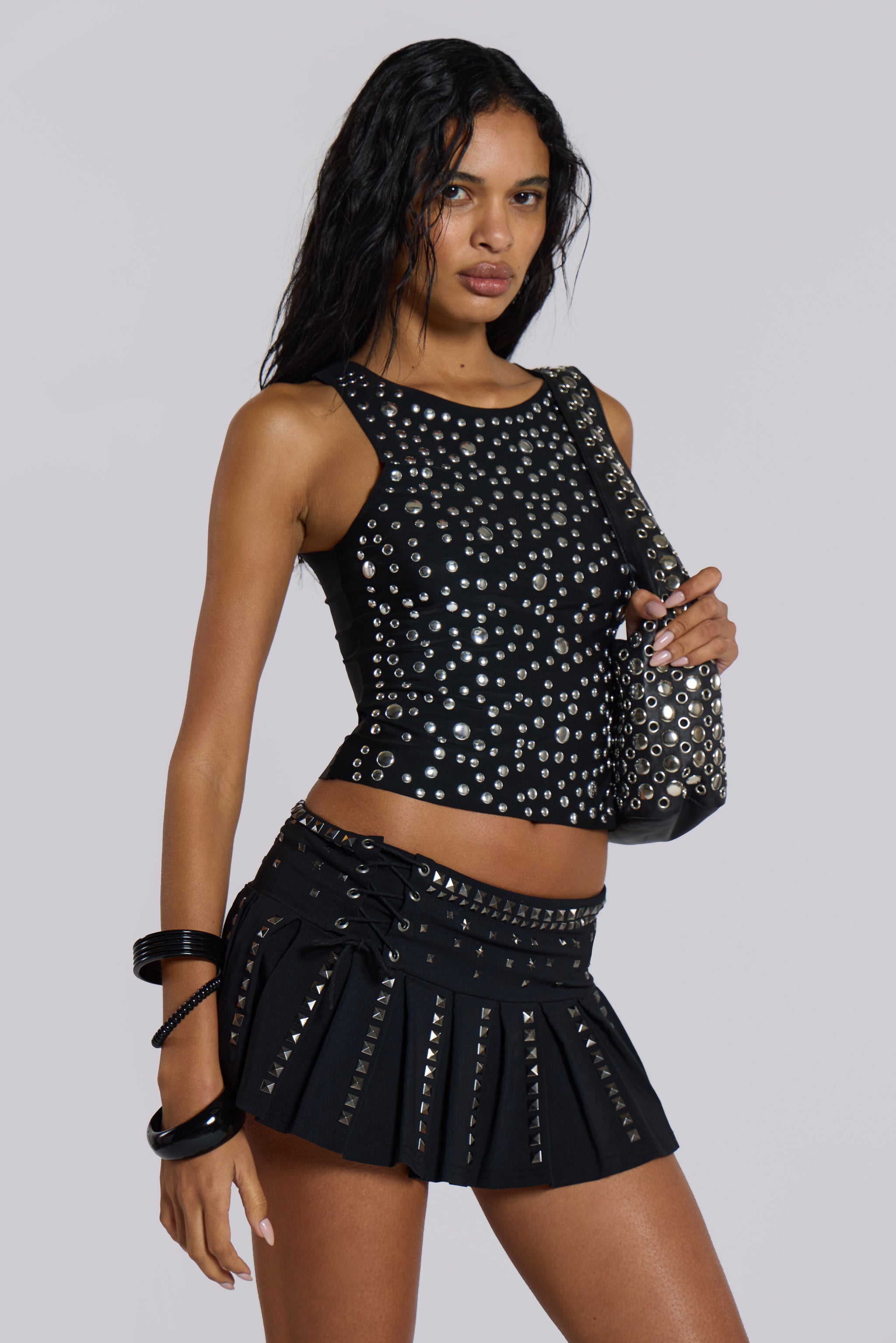 Jaded London Silvra Studded Vest