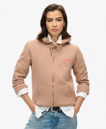 Superdry Vrouwen Essential Logo Hoodie met Rits Crème